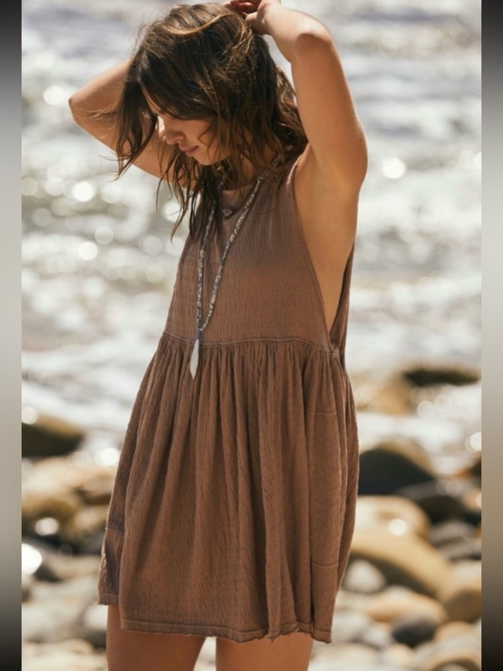 Free People beach I’m still obsessed tunic dress in burnt umber sz XS